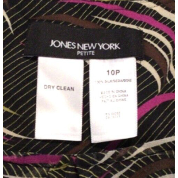 Jones New York Silk Midi Skirt 10P Multicolor Ruffle Hem Zip Closure Petite - Picture 2 of 4